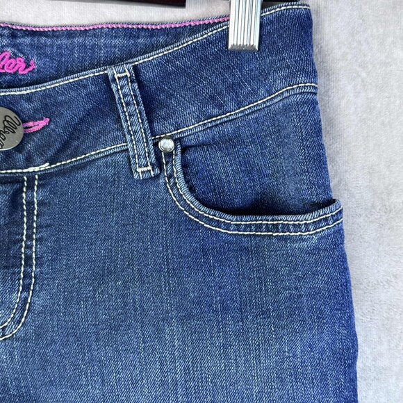 Wrangler Booty Up Ladies American Royal Low Rise Dark Stonewash Jean - Picture 3 of 8